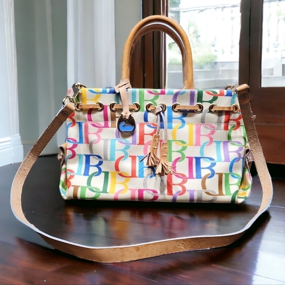 Dooney & Bourke Vintage Tasseled Multicolored Satchel Handbag Bag - OS - Picture 1 of 12